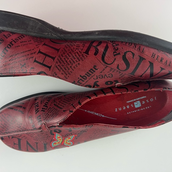 Jose Saenz Vintage Red Print Genuine Leather Women's Flats EUR 41/US 8 - Picture 4 of 12